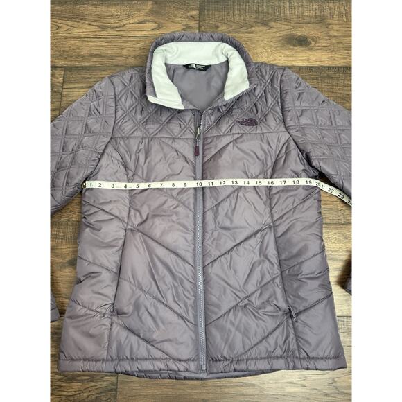 The North Face Womens Large Lilac Chevron Quilt Full Zip Puffer Jacket Sz Large - Picture 3 of 7